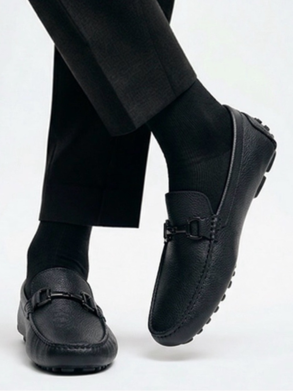 Calvin Klein Men's Black Mox Leather Loafers Size 11.5 Casual Slip‎ On